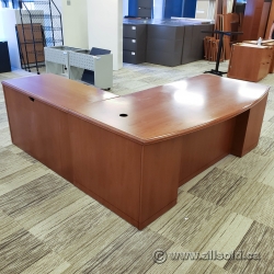 Medium Maple Executive Bow Front L Suite Desk Medium Maple Executive Bow Front L Suite Desk